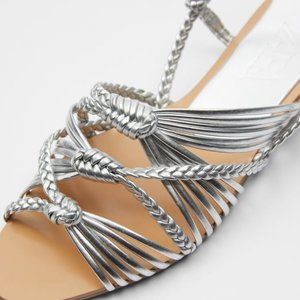 Zara WOVEN FLAT SANDALS - 6